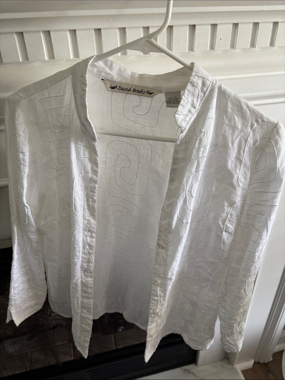 david brooks White Embroidered Shirt Jacket